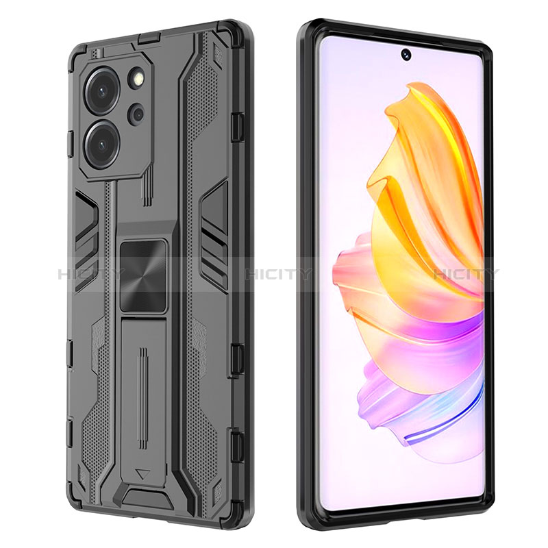 Funda Bumper Silicona y Plastico Mate Carcasa con Magnetico Soporte KC2 para Huawei Honor 80 SE 5G