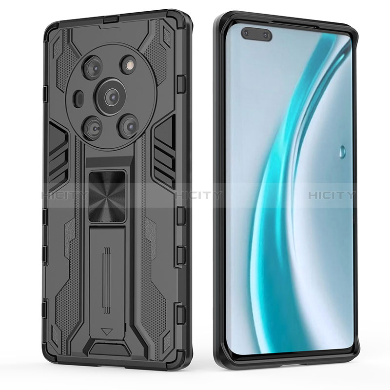 Funda Bumper Silicona y Plastico Mate Carcasa con Magnetico Soporte KC2 para Huawei Honor Magic3 5G