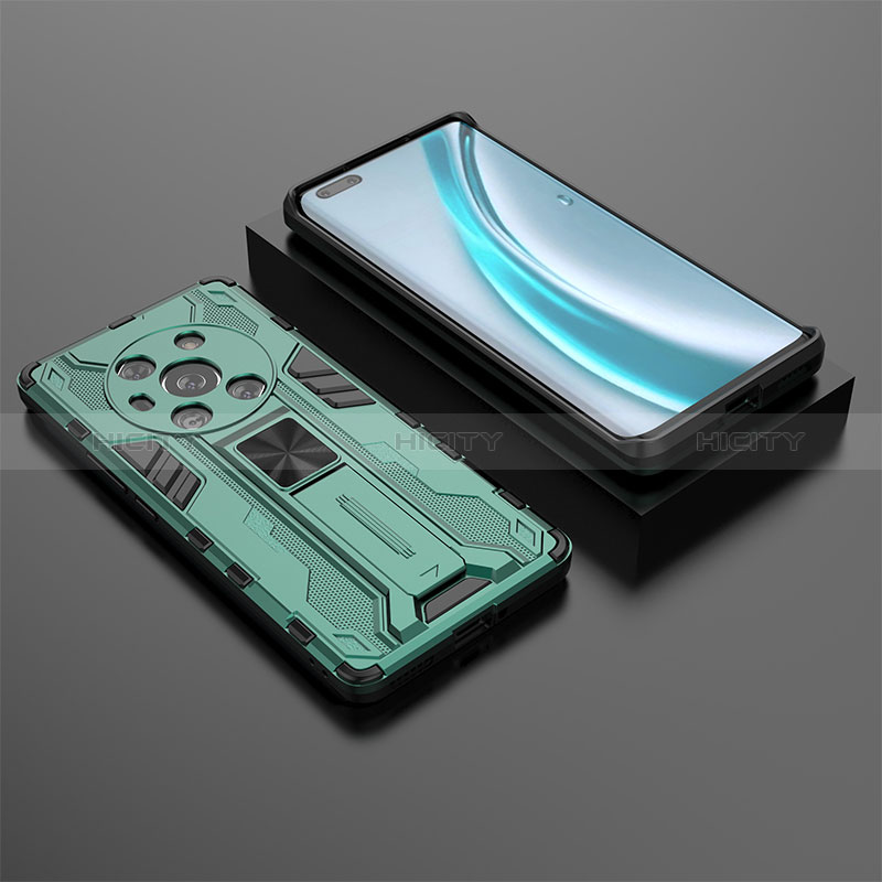 Funda Bumper Silicona y Plastico Mate Carcasa con Magnetico Soporte KC2 para Huawei Honor Magic3 5G