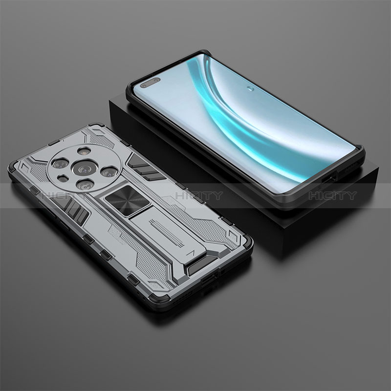 Funda Bumper Silicona y Plastico Mate Carcasa con Magnetico Soporte KC2 para Huawei Honor Magic3 5G