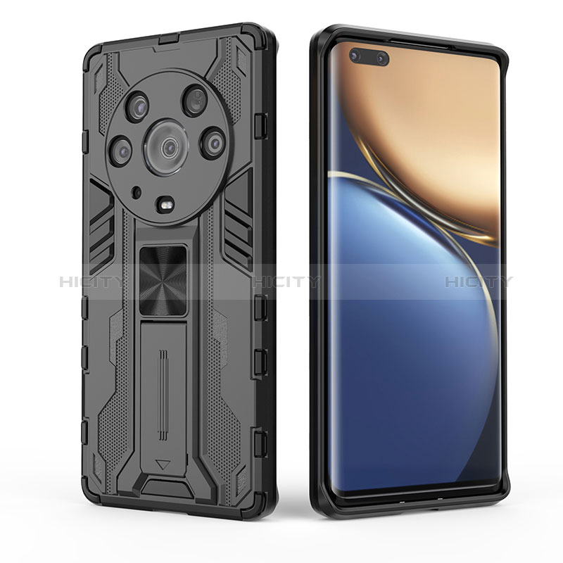 Funda Bumper Silicona y Plastico Mate Carcasa con Magnetico Soporte KC2 para Huawei Honor Magic3 Pro 5G