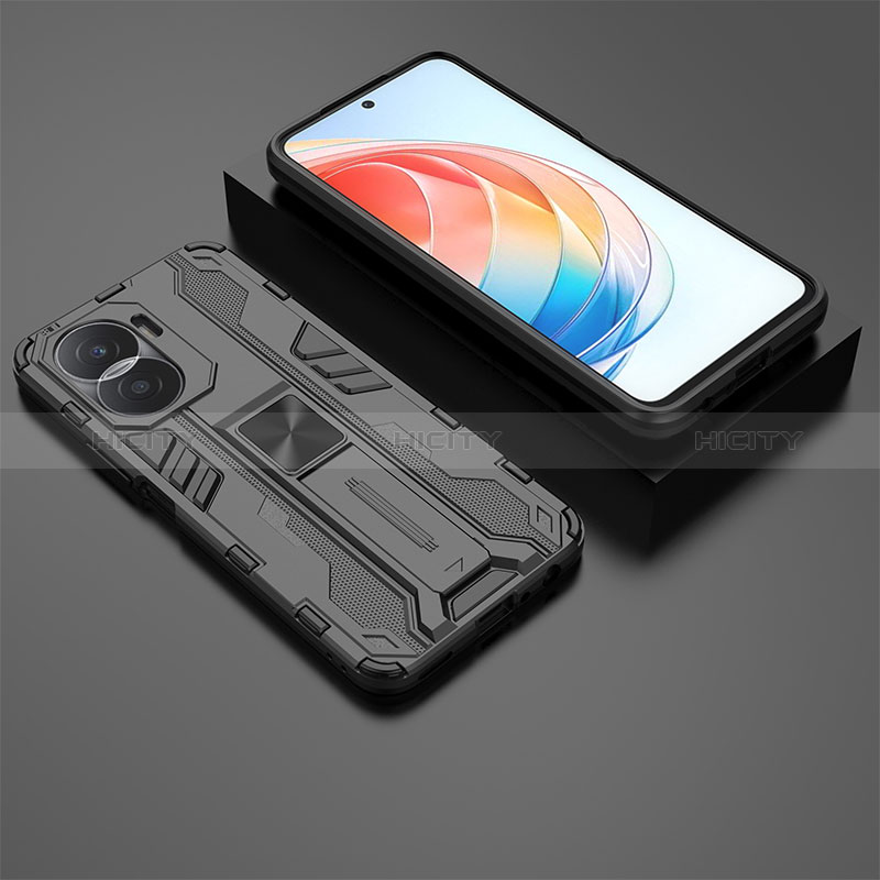 Funda Bumper Silicona y Plastico Mate Carcasa con Magnetico Soporte KC2 para Huawei Honor X40i 5G