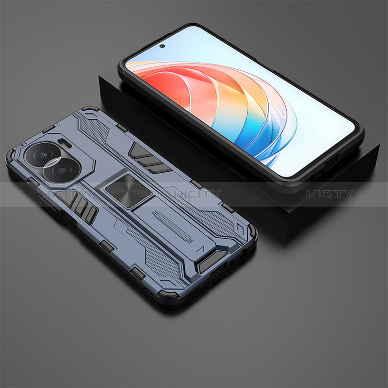 Funda Bumper Silicona y Plastico Mate Carcasa con Magnetico Soporte KC2 para Huawei Honor X40i 5G