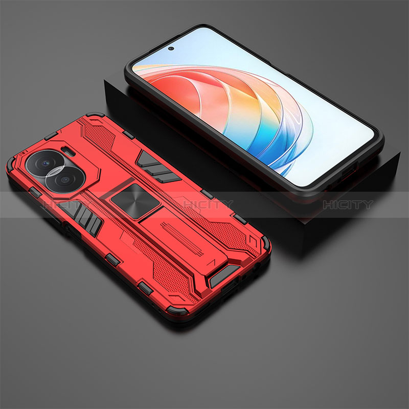 Funda Bumper Silicona y Plastico Mate Carcasa con Magnetico Soporte KC2 para Huawei Honor X40i 5G