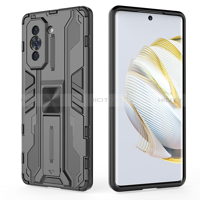 Funda Bumper Silicona y Plastico Mate Carcasa con Magnetico Soporte KC2 para Huawei Nova 10