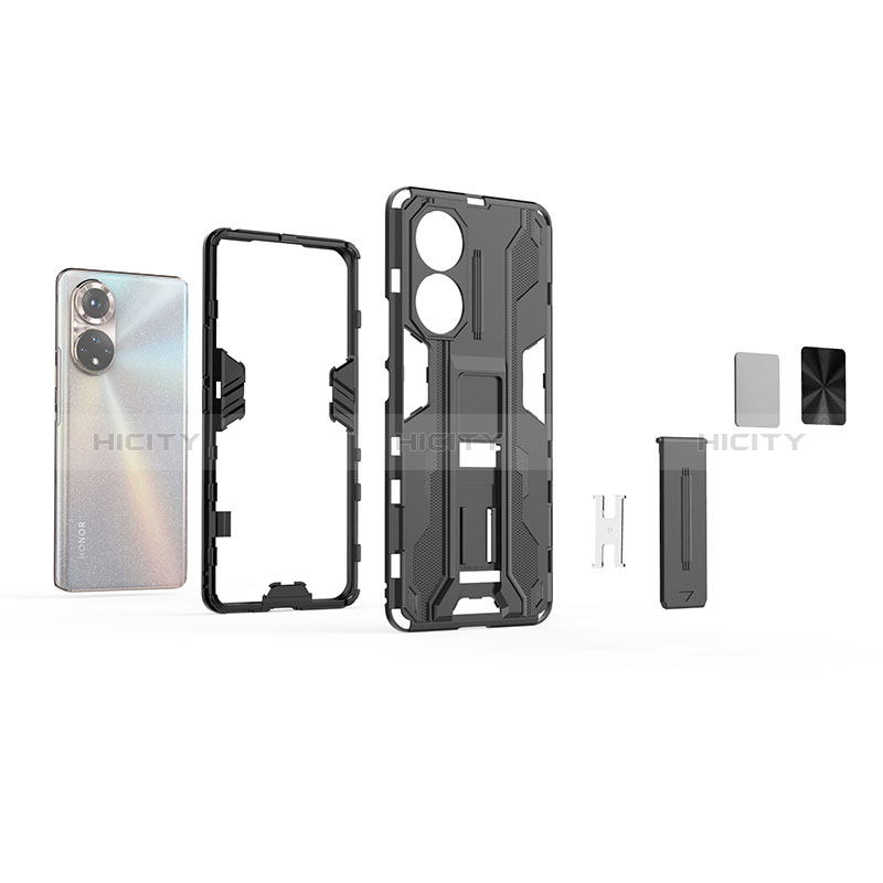 Funda Bumper Silicona y Plastico Mate Carcasa con Magnetico Soporte KC2 para Huawei Nova 9