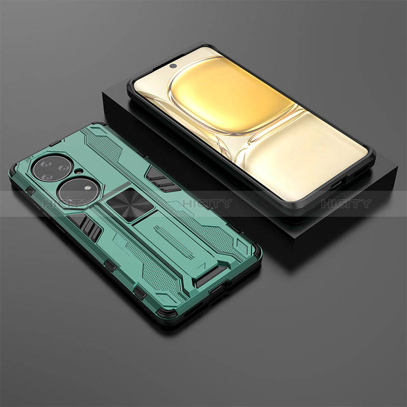 Funda Bumper Silicona y Plastico Mate Carcasa con Magnetico Soporte KC2 para Huawei P50