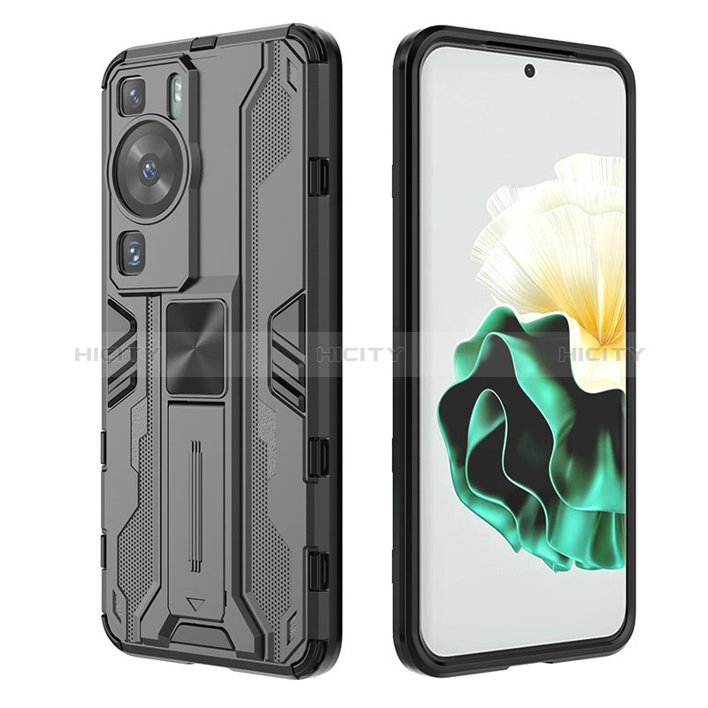 Funda Bumper Silicona y Plastico Mate Carcasa con Magnetico Soporte KC2 para Huawei P60