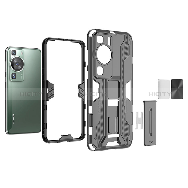 Funda Bumper Silicona y Plastico Mate Carcasa con Magnetico Soporte KC2 para Huawei P60