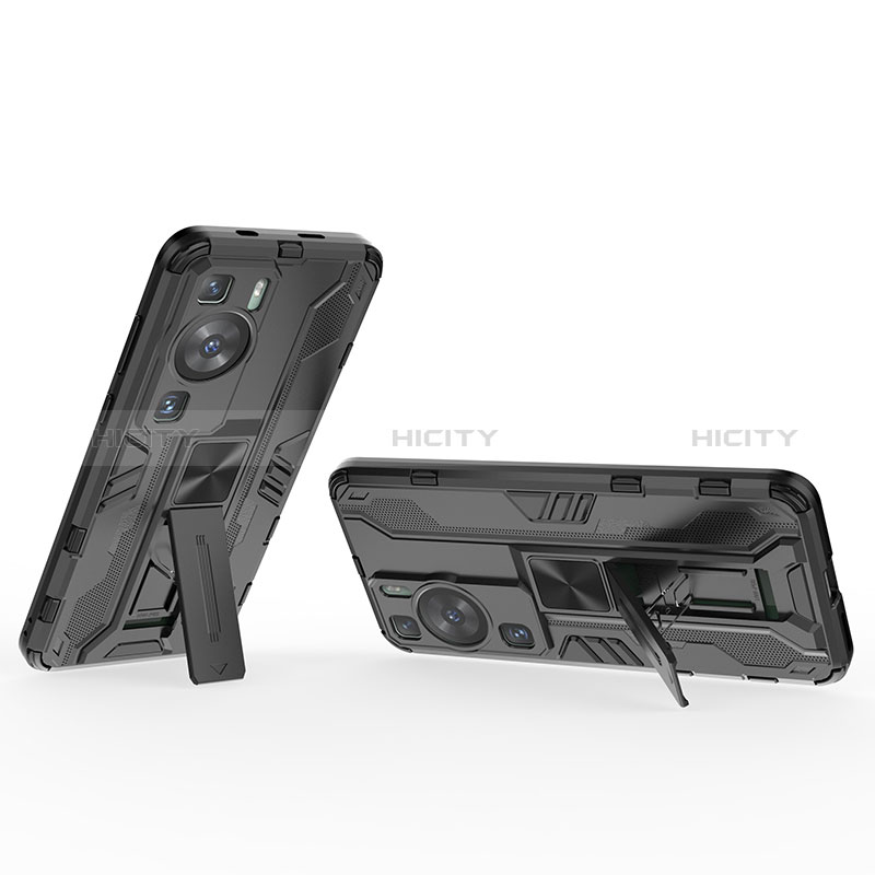 Funda Bumper Silicona y Plastico Mate Carcasa con Magnetico Soporte KC2 para Huawei P60