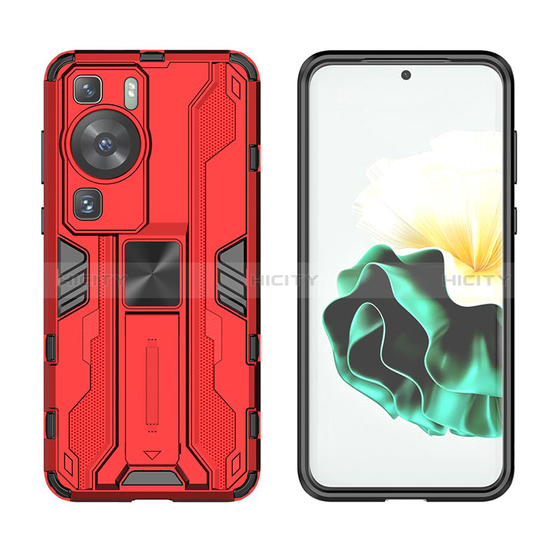 Funda Bumper Silicona y Plastico Mate Carcasa con Magnetico Soporte KC2 para Huawei P60