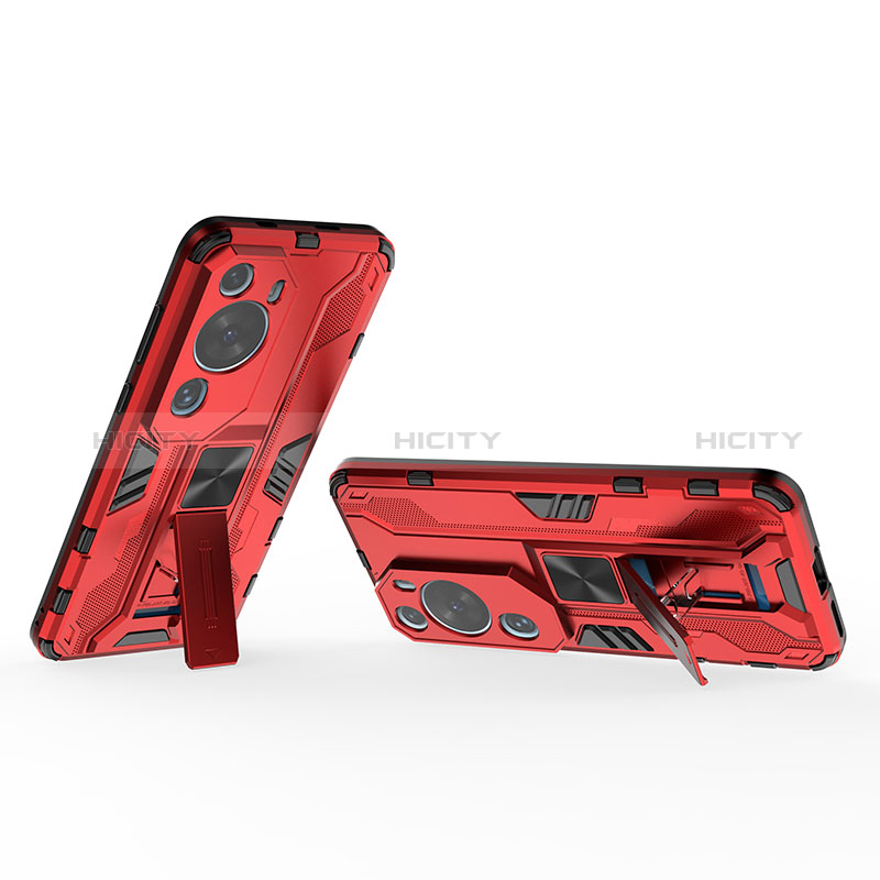 Funda Bumper Silicona y Plastico Mate Carcasa con Magnetico Soporte KC2 para Huawei P60 Art