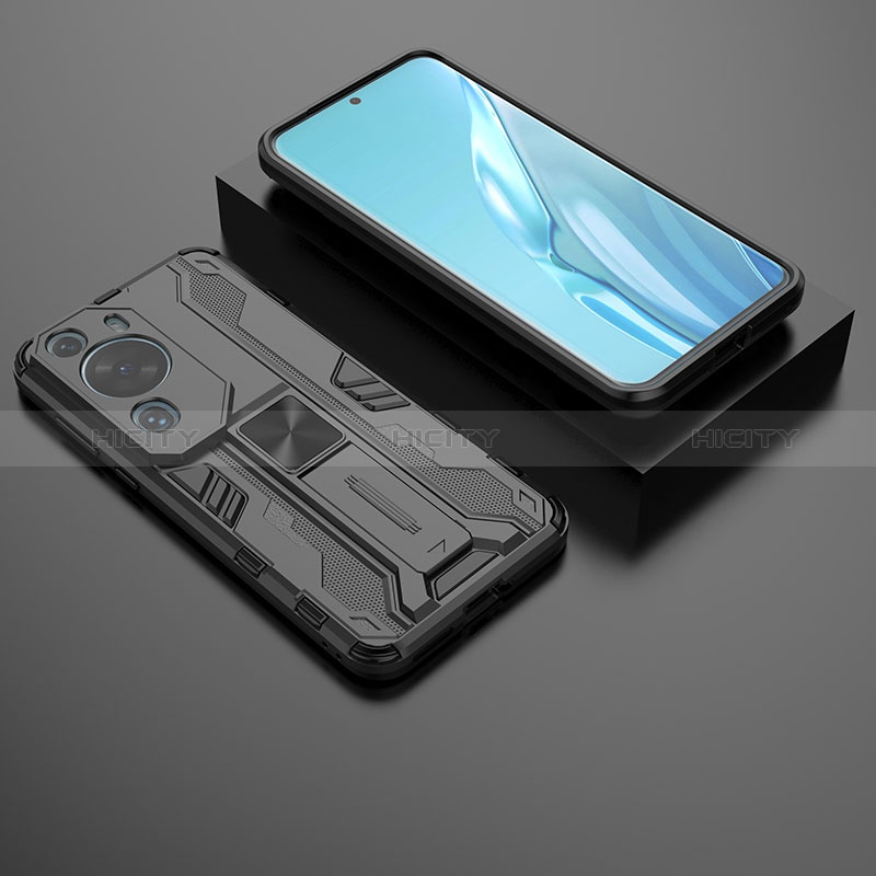 Funda Bumper Silicona y Plastico Mate Carcasa con Magnetico Soporte KC2 para Huawei P60 Art