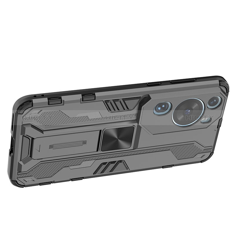 Funda Bumper Silicona y Plastico Mate Carcasa con Magnetico Soporte KC2 para Huawei P60 Art