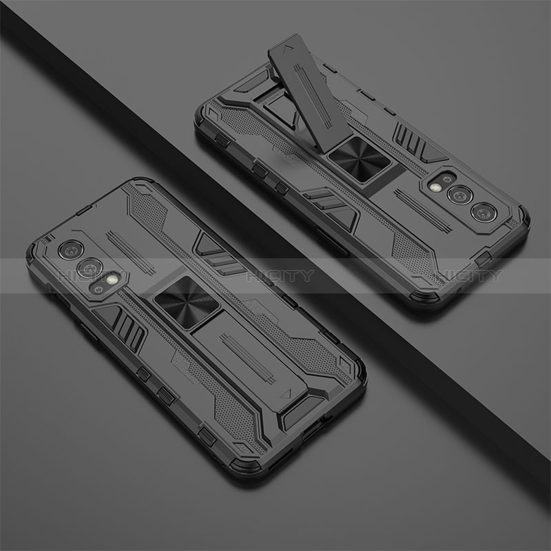 Funda Bumper Silicona y Plastico Mate Carcasa con Magnetico Soporte KC2 para OnePlus Nord 2 5G