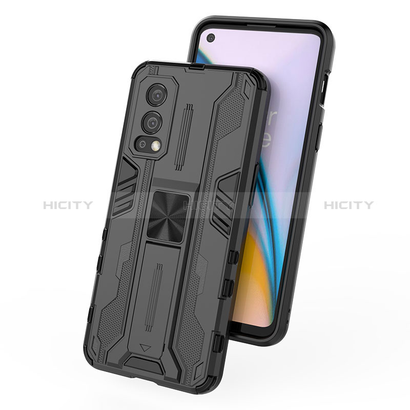 Funda Bumper Silicona y Plastico Mate Carcasa con Magnetico Soporte KC2 para OnePlus Nord 2 5G