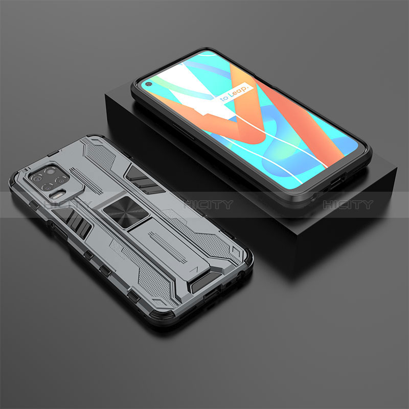 Funda Bumper Silicona y Plastico Mate Carcasa con Magnetico Soporte KC2 para Realme 8s 5G