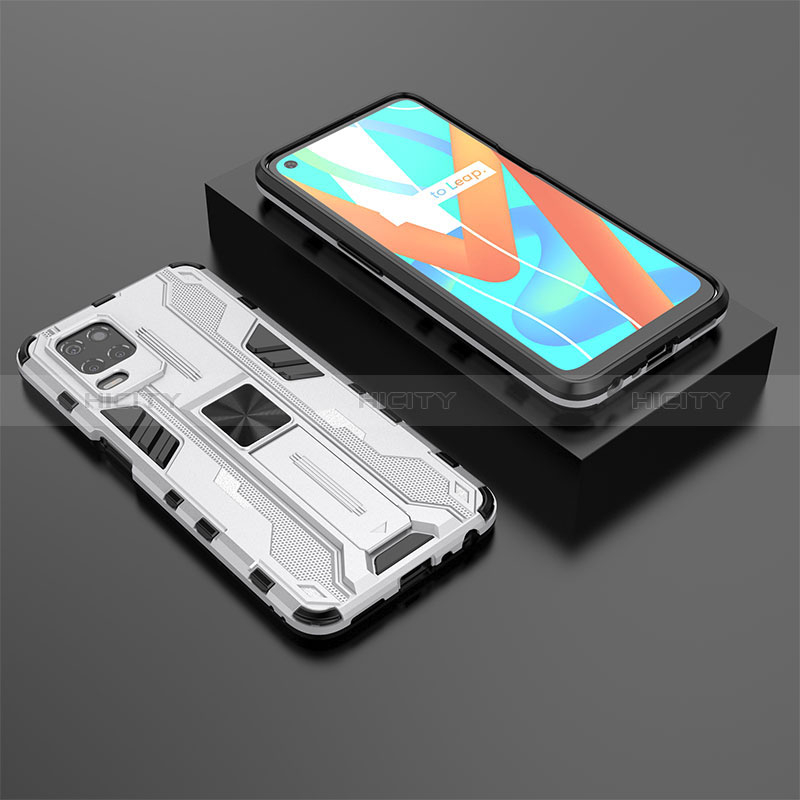 Funda Bumper Silicona y Plastico Mate Carcasa con Magnetico Soporte KC2 para Realme 8s 5G