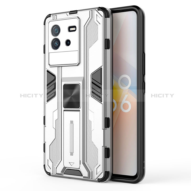 Funda Bumper Silicona y Plastico Mate Carcasa con Magnetico Soporte KC2 para Vivo iQOO Neo6 SE 5G