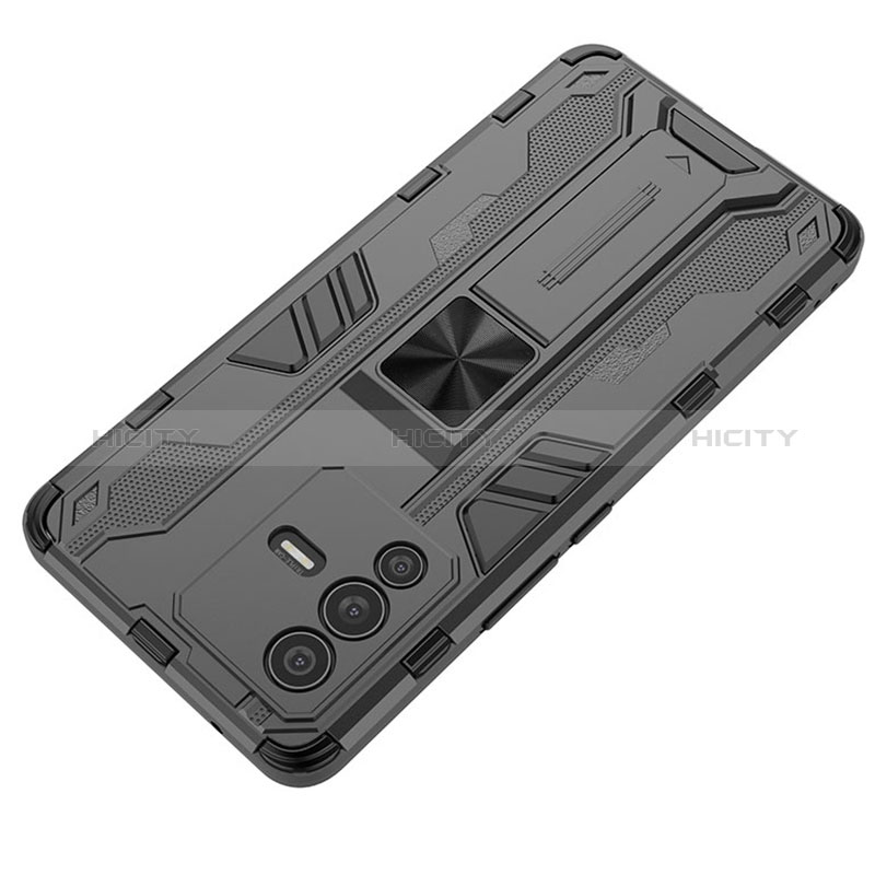 Funda Bumper Silicona y Plastico Mate Carcasa con Magnetico Soporte KC2 para Vivo V23 Pro 5G