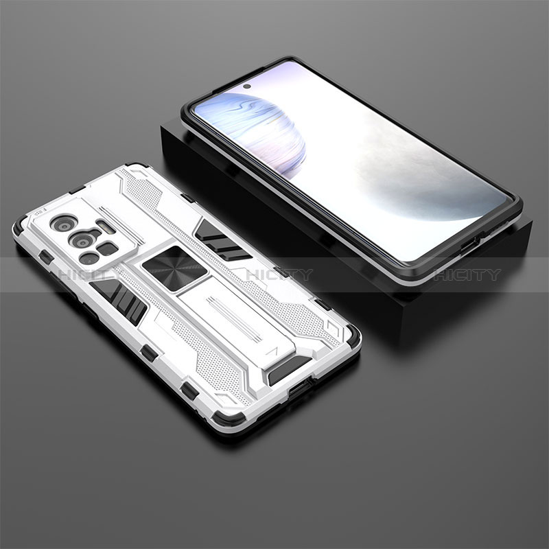 Funda Bumper Silicona y Plastico Mate Carcasa con Magnetico Soporte KC2 para Vivo X70 Pro 5G