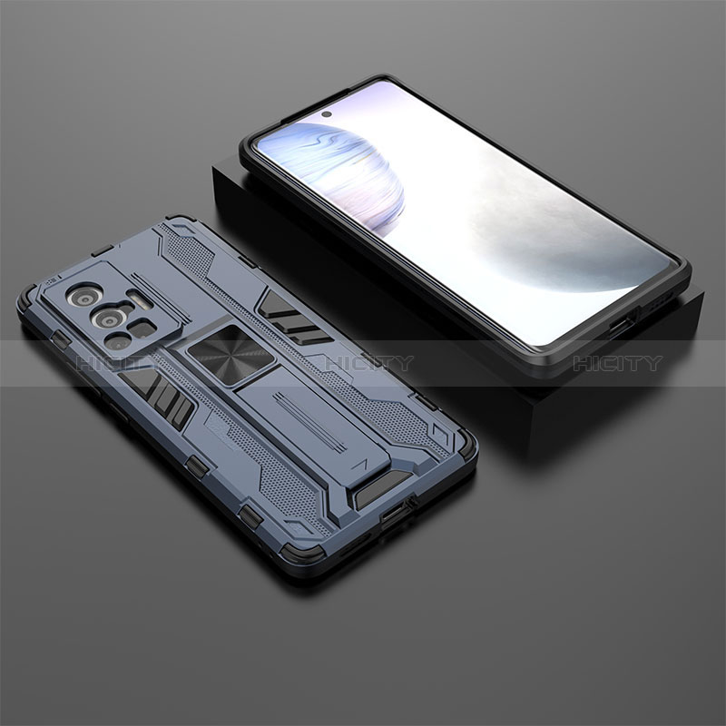 Funda Bumper Silicona y Plastico Mate Carcasa con Magnetico Soporte KC2 para Vivo X70 Pro 5G