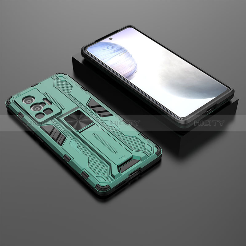 Funda Bumper Silicona y Plastico Mate Carcasa con Magnetico Soporte KC2 para Vivo X70 Pro 5G