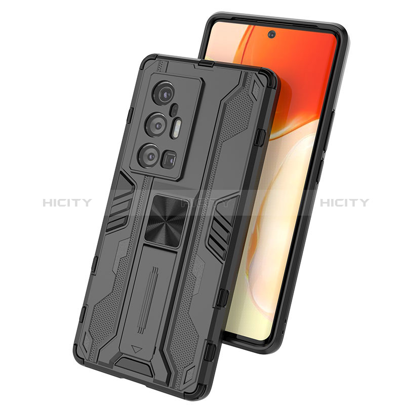 Funda Bumper Silicona y Plastico Mate Carcasa con Magnetico Soporte KC2 para Vivo X70 Pro+ Plus 5G