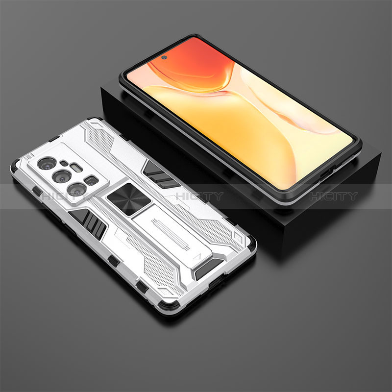 Funda Bumper Silicona y Plastico Mate Carcasa con Magnetico Soporte KC2 para Vivo X70 Pro+ Plus 5G