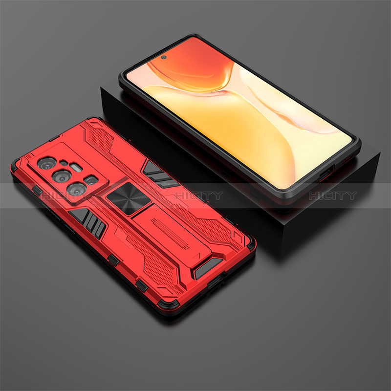 Funda Bumper Silicona y Plastico Mate Carcasa con Magnetico Soporte KC2 para Vivo X70 Pro+ Plus 5G