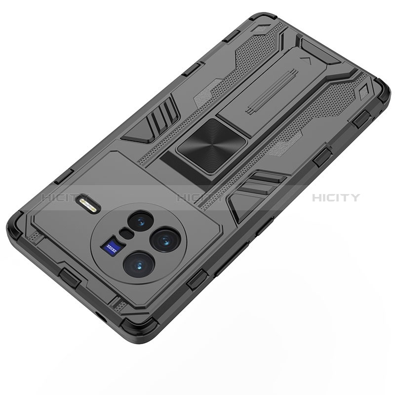 Funda Bumper Silicona y Plastico Mate Carcasa con Magnetico Soporte KC2 para Vivo X80 5G