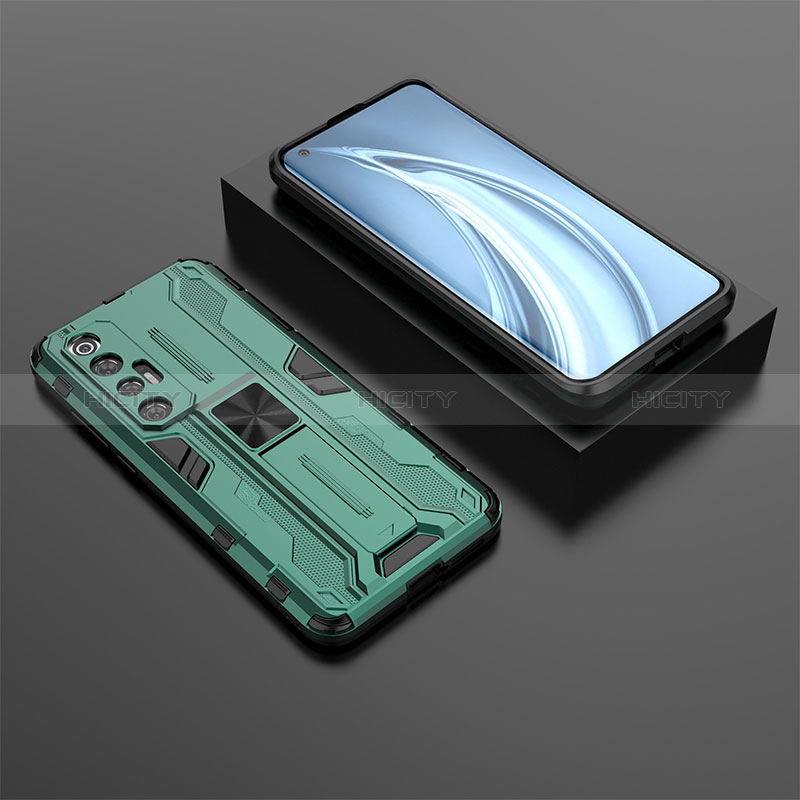 Funda Bumper Silicona y Plastico Mate Carcasa con Magnetico Soporte KC2 para Xiaomi Mi 10S 5G