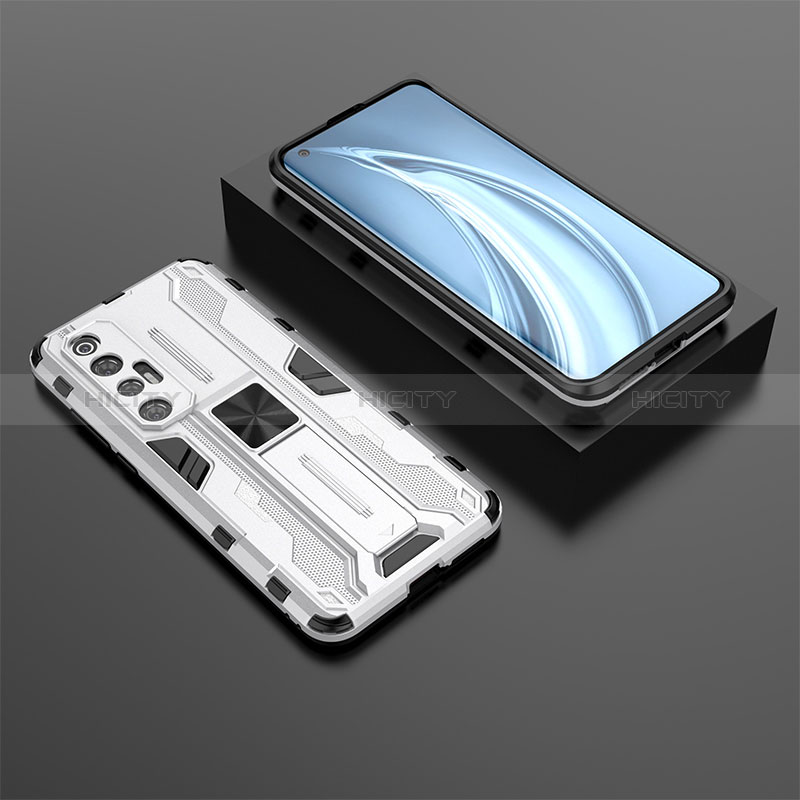 Funda Bumper Silicona y Plastico Mate Carcasa con Magnetico Soporte KC2 para Xiaomi Mi 10S 5G