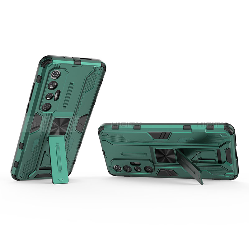 Funda Bumper Silicona y Plastico Mate Carcasa con Magnetico Soporte KC2 para Xiaomi Mi 10S 5G