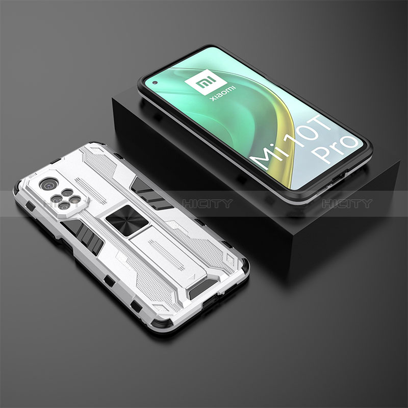 Funda Bumper Silicona y Plastico Mate Carcasa con Magnetico Soporte KC2 para Xiaomi Mi 10T 5G