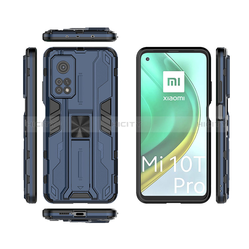 Funda Bumper Silicona y Plastico Mate Carcasa con Magnetico Soporte KC2 para Xiaomi Mi 10T 5G