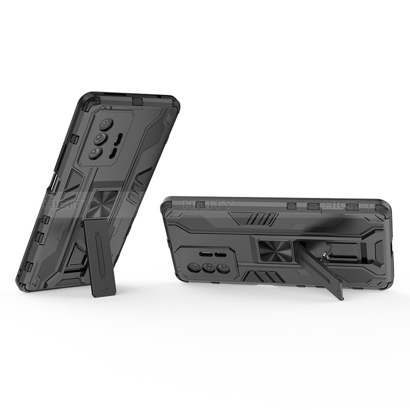 Funda Bumper Silicona y Plastico Mate Carcasa con Magnetico Soporte KC2 para Xiaomi Mi 11T Pro 5G