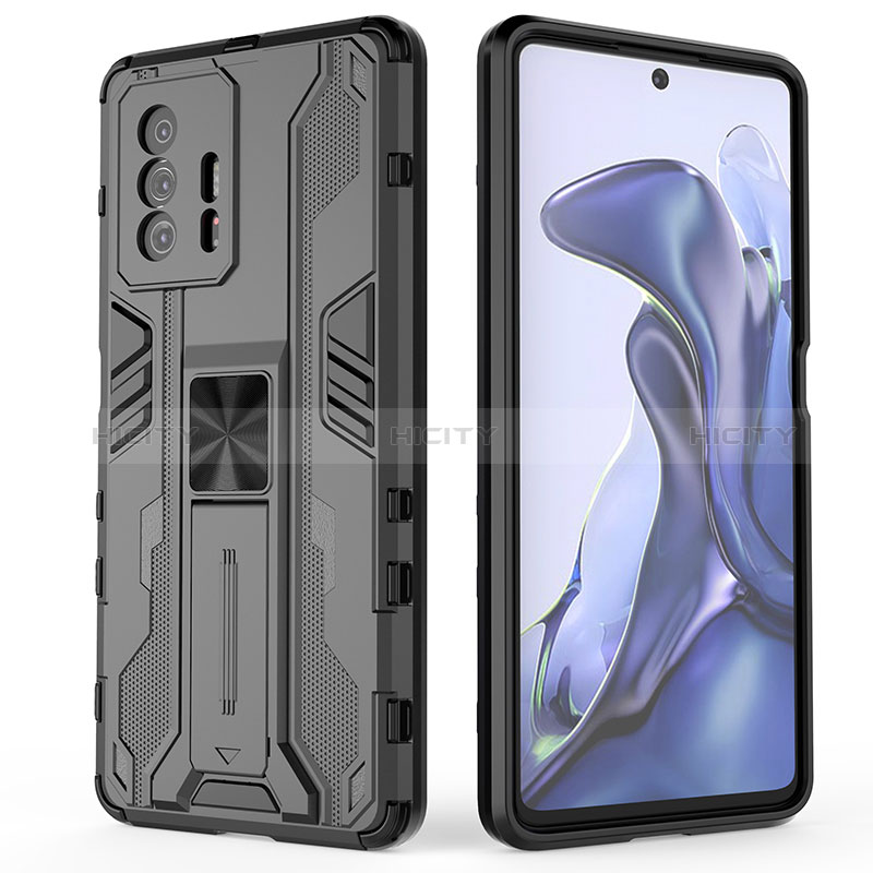 Funda Bumper Silicona y Plastico Mate Carcasa con Magnetico Soporte KC2 para Xiaomi Mi 11T Pro 5G