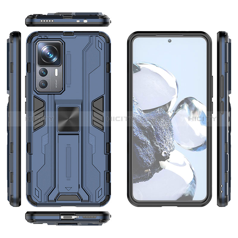 Funda Bumper Silicona y Plastico Mate Carcasa con Magnetico Soporte KC2 para Xiaomi Mi 12T 5G