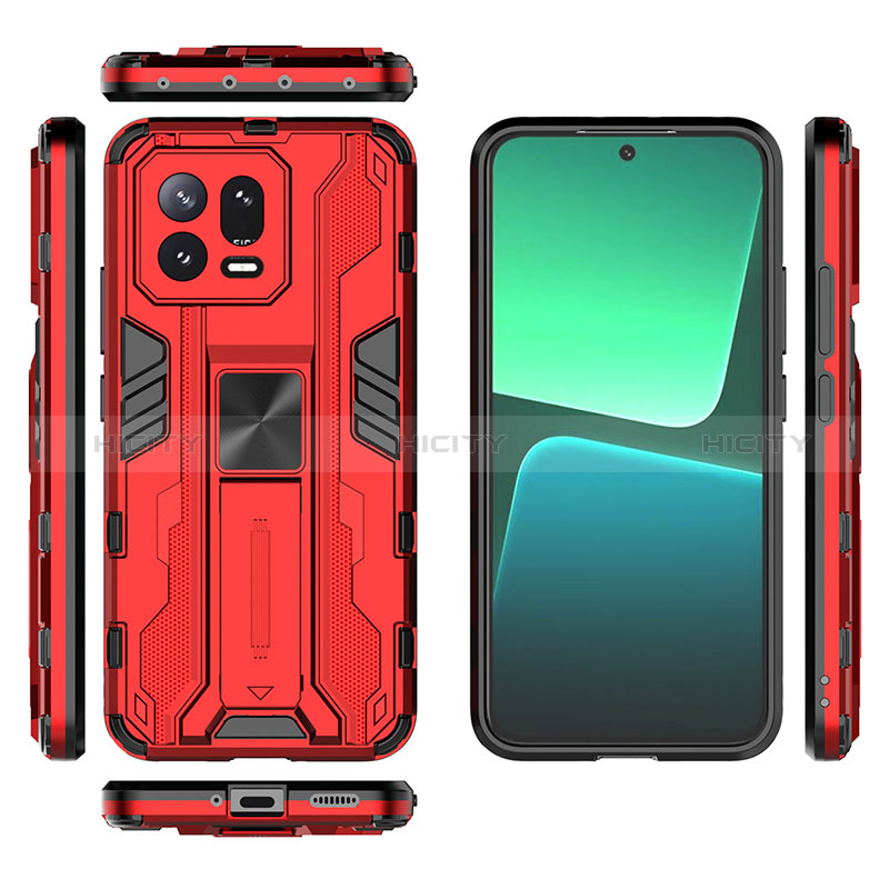 Funda Bumper Silicona y Plastico Mate Carcasa con Magnetico Soporte KC2 para Xiaomi Mi 13 5G