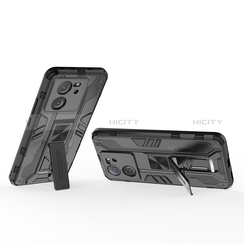 Funda Bumper Silicona y Plastico Mate Carcasa con Magnetico Soporte KC2 para Xiaomi Mi 13T 5G