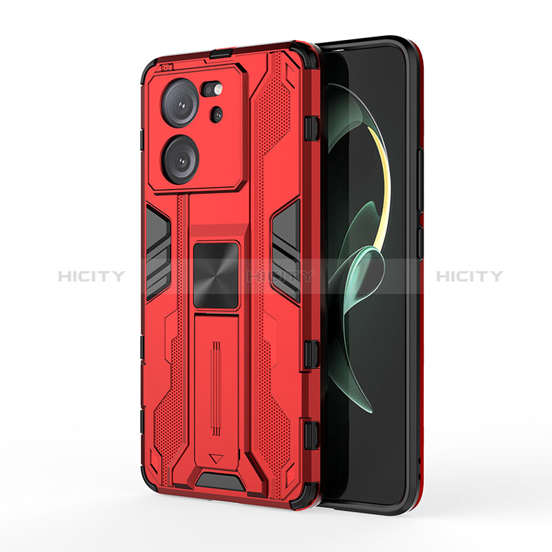 Funda Bumper Silicona y Plastico Mate Carcasa con Magnetico Soporte KC2 para Xiaomi Mi 13T 5G