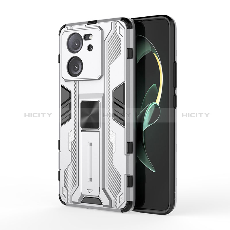 Funda Bumper Silicona y Plastico Mate Carcasa con Magnetico Soporte KC2 para Xiaomi Mi 13T 5G