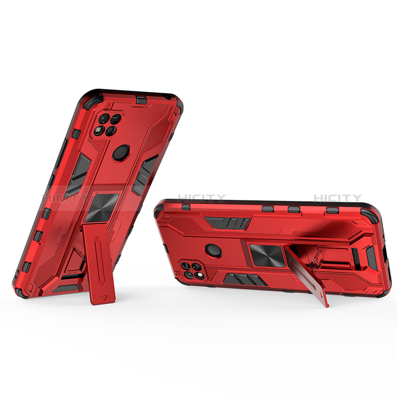 Funda Bumper Silicona y Plastico Mate Carcasa con Magnetico Soporte KC2 para Xiaomi POCO C31