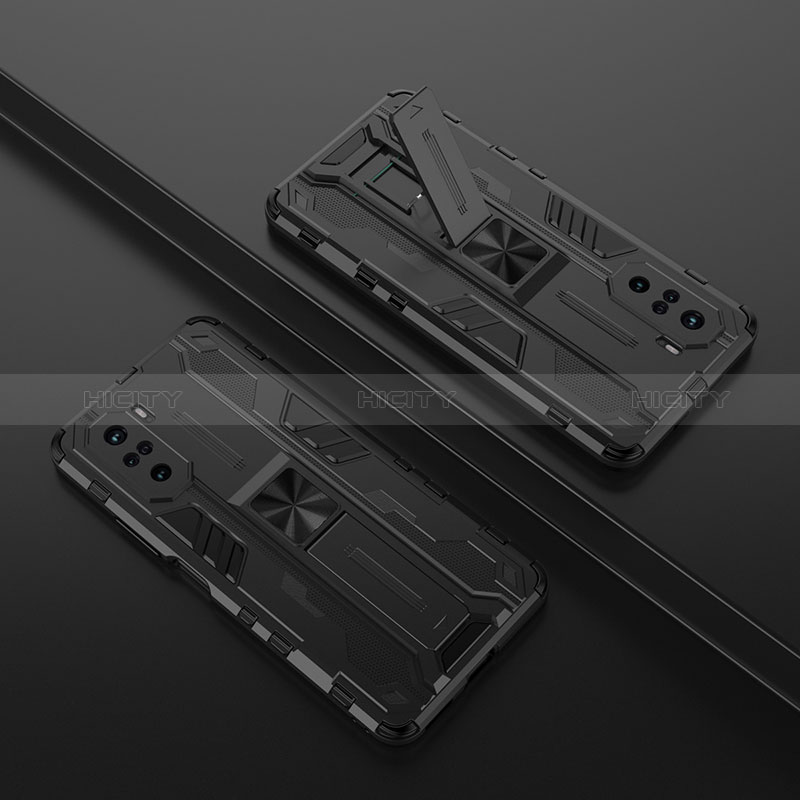 Funda Bumper Silicona y Plastico Mate Carcasa con Magnetico Soporte KC2 para Xiaomi Poco F3 5G
