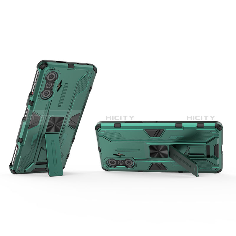 Funda Bumper Silicona y Plastico Mate Carcasa con Magnetico Soporte KC2 para Xiaomi Poco F3 GT 5G