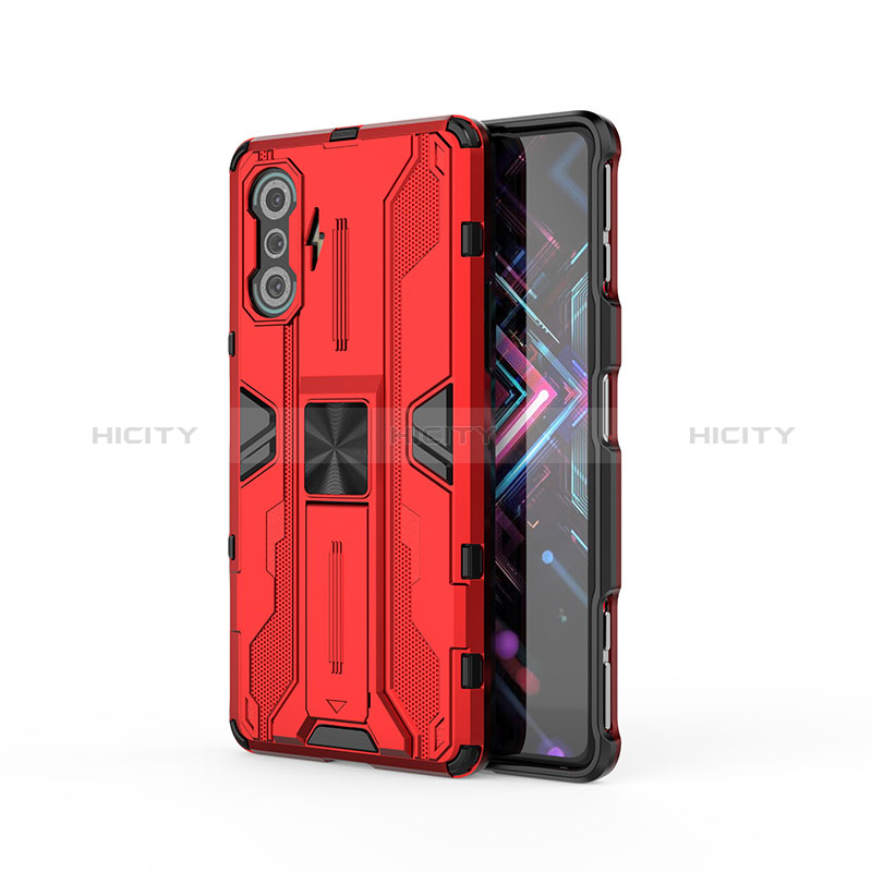 Funda Bumper Silicona y Plastico Mate Carcasa con Magnetico Soporte KC2 para Xiaomi Poco F3 GT 5G