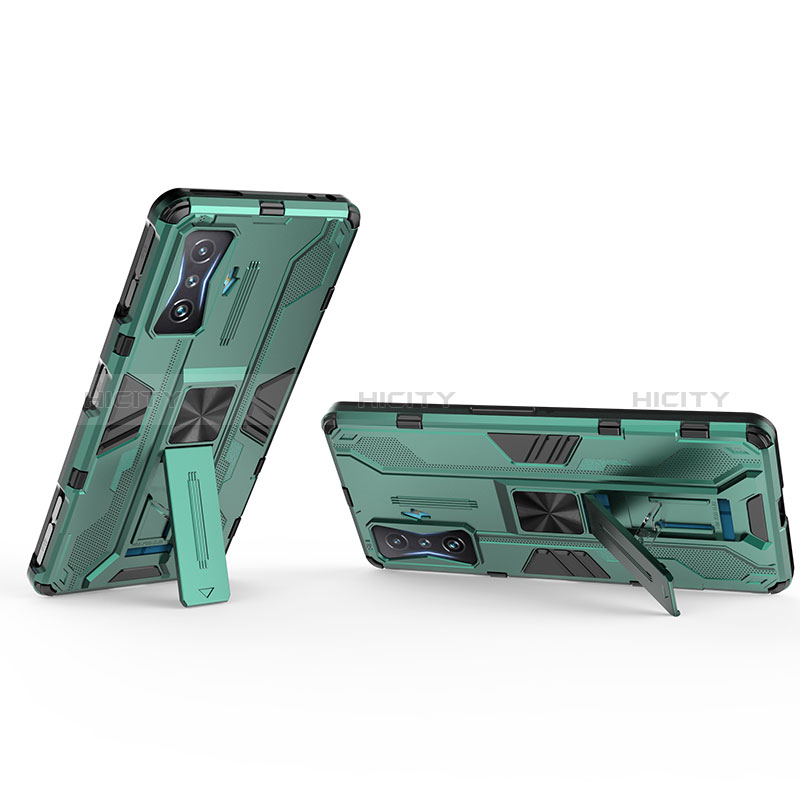 Funda Bumper Silicona y Plastico Mate Carcasa con Magnetico Soporte KC2 para Xiaomi Poco F4 GT 5G