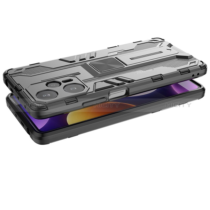 Funda Bumper Silicona y Plastico Mate Carcasa con Magnetico Soporte KC2 para Xiaomi Poco F5 5G