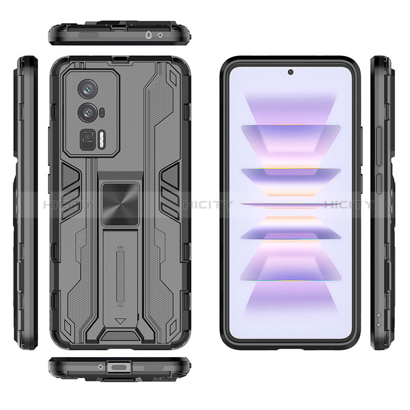 Funda Bumper Silicona y Plastico Mate Carcasa con Magnetico Soporte KC2 para Xiaomi Poco F5 Pro 5G